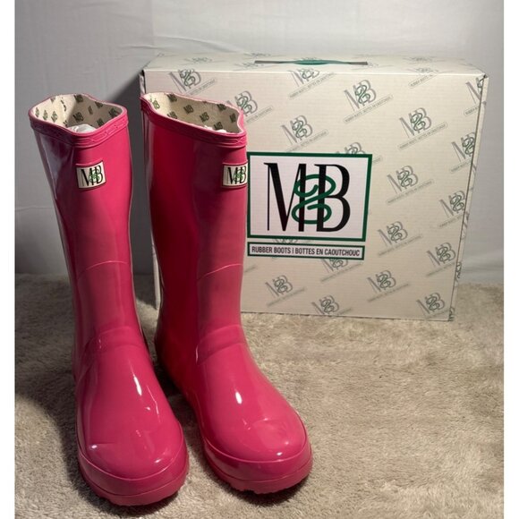 Girls Rubber Boot Waterproof Pink Gloss M&B Moneysworth & Best Sz 5 Tall - Picture 1 of 14